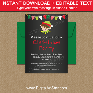 Editable Elf Party Invite