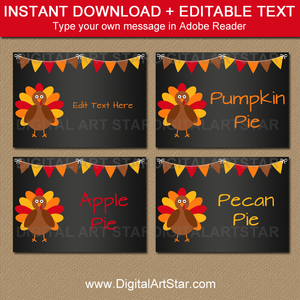 Thanksgiving Candy Buffet Tags with Chalkboard Background