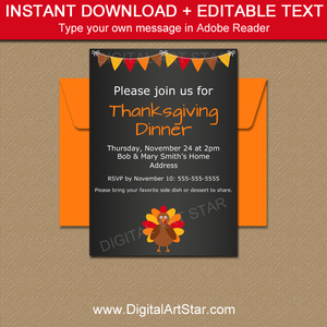 Chalkboard Thanksgiving Invitation PDF
