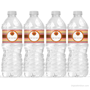 Chevron Thanksgiving Water Bottle Labels Decorations