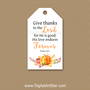 Christian Thanksgiving Printable Tags - Give Thanks to the Lord