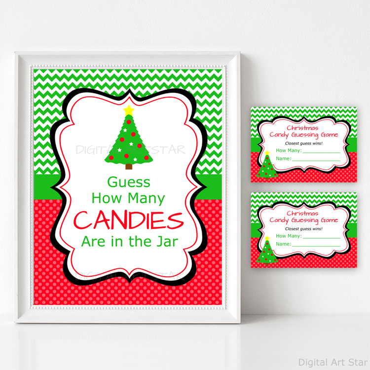 Christmas Tree Candy Guessing Game Template and Sign