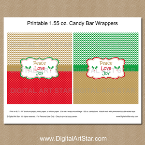 Christmas Candy Bar Wrapper Printable - Peace Love Joy