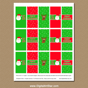 Printable Christmas Chocolate Bar Wrappers with Santa