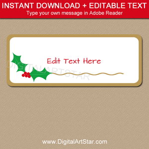 Christmas Holly Address Label Template