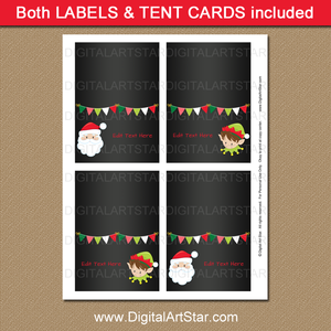 Santa and Elf Food Tent Cards