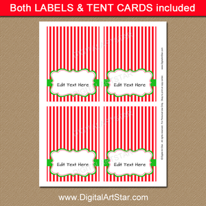 red and white Christmas food tents