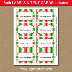 printable Christmas candy buffet labels