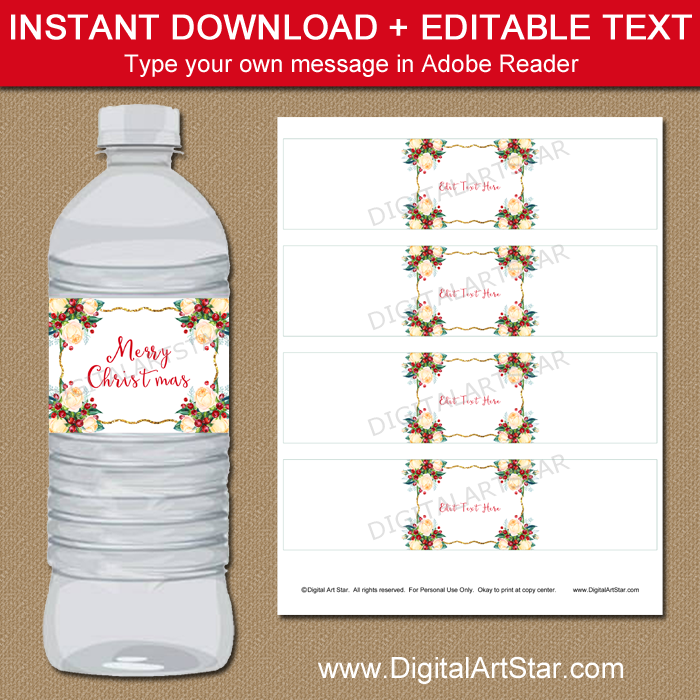 Christmas Water Bottle Labels Template