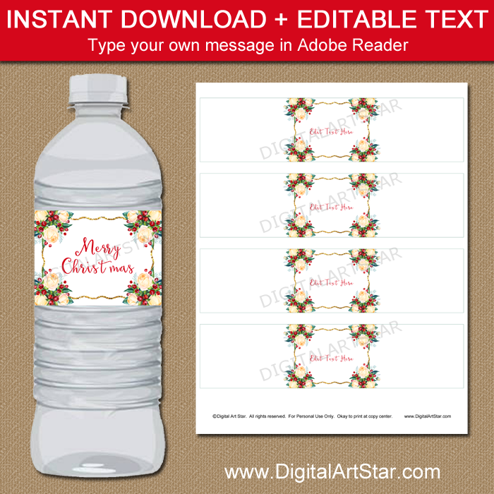 Christmas Water Bottle Label Template Kids Christmas Party -   Diy water  bottle labels, Water bottle labels template, Bottle label template