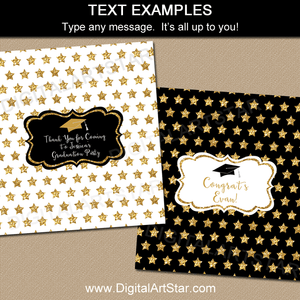 Elegant Black and Gold High School Graduation Candy Wrappers