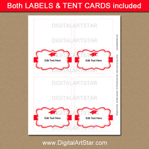 College Graduation Labels in Red and White