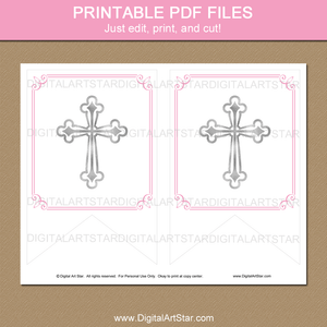 Cross Banner for Girl Confirmation Party Decorations Pink White