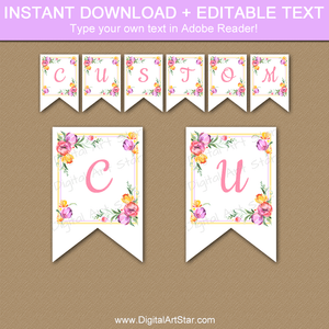 Customizable Floral Banner Printable Download