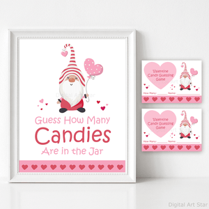 Cute Valentine Gnome Candy Guessing Game Cards Valentine Sign