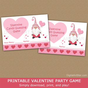 Cute Valentine Gnome Printable Valentine Candy Guessing Game Cards