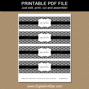 Black and White Water Bottle Labels Printable