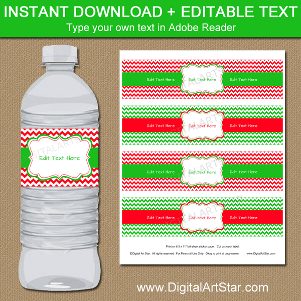 Christmas Holly Water Bottle Label – Greengate Images