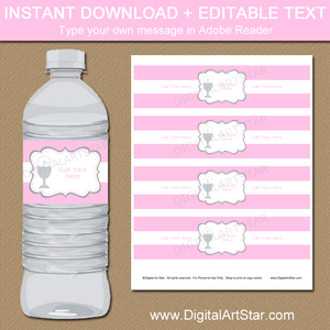 Editable Water Bottle Labels for Girl First Communion Party 