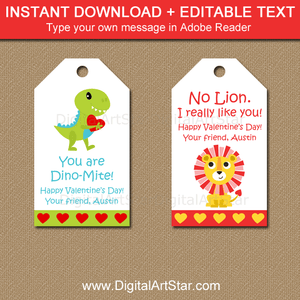 Editable Valentine Tags Instant Download