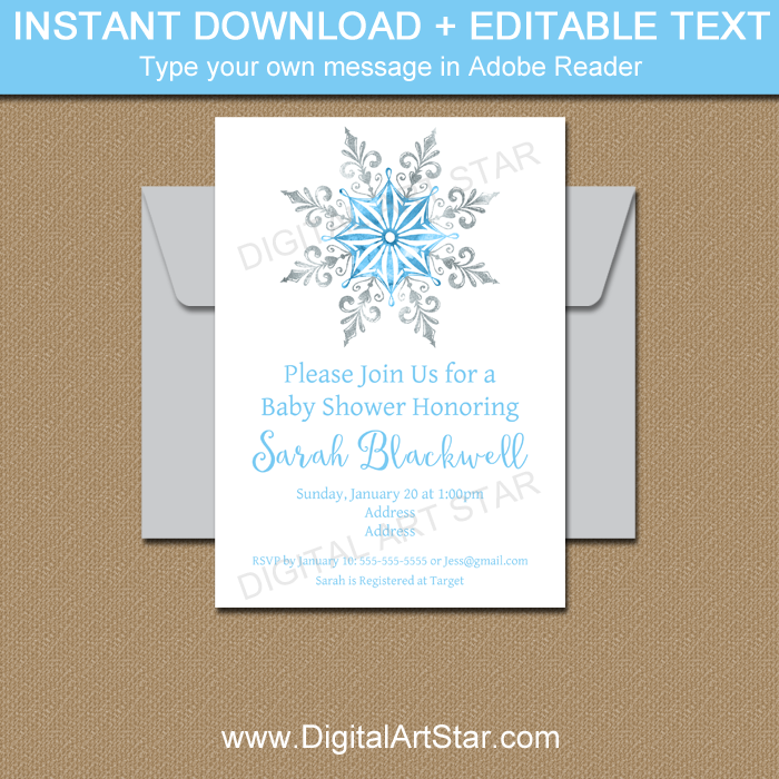 DIY Snowflake Party Invitation Template