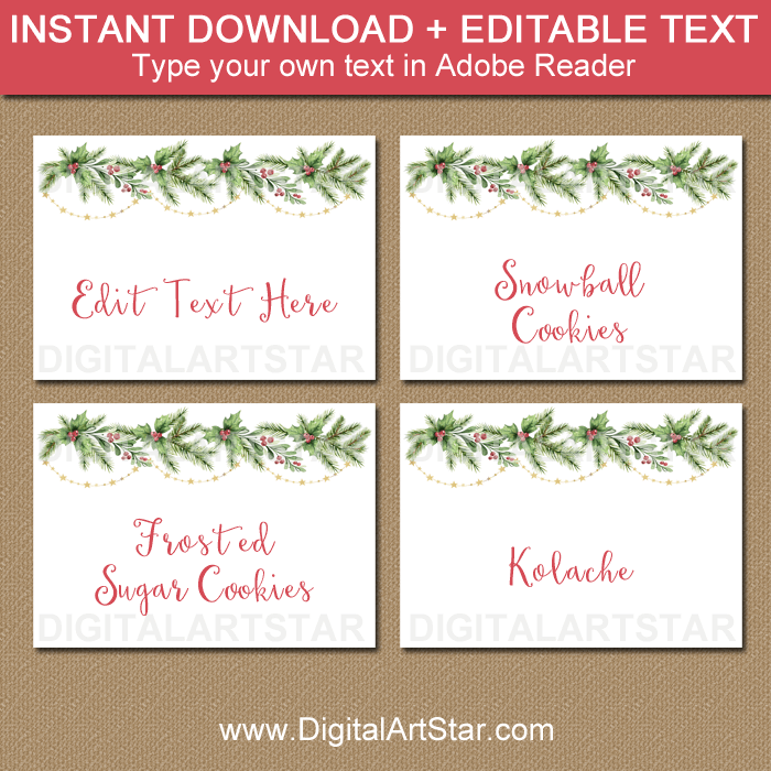 Downloadable Christmas Labels Template Garland Stars