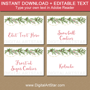 Downloadable Christmas Labels Template Garland Stars