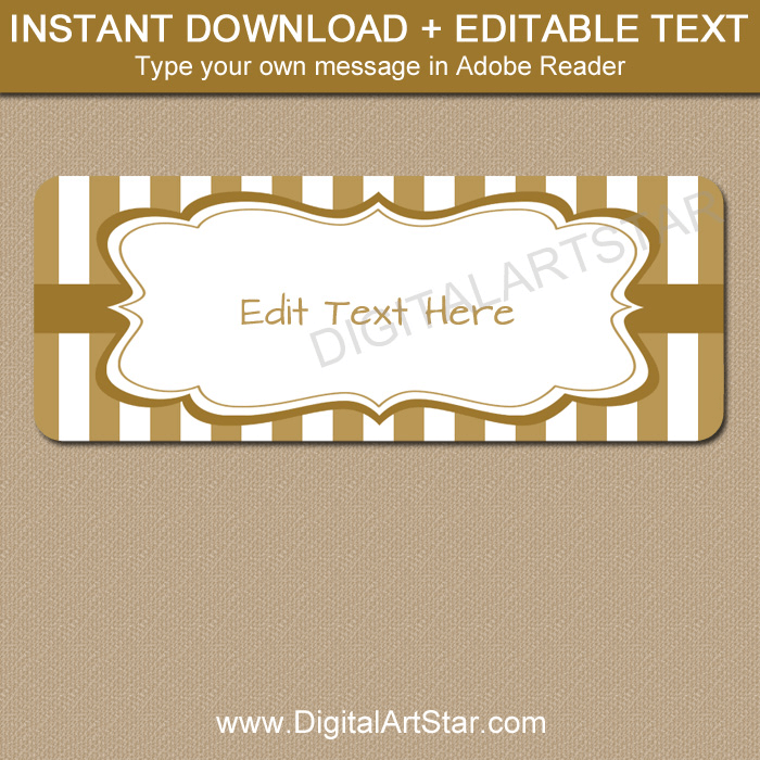 Downloadable Gold and White Return Address Labels Template