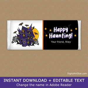 Downloadable Halloween Candy Bar Wrapper Template Haunted House for Boys or Girls