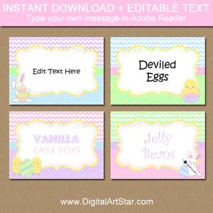 Editable Easter Labels with Easter Bunny and Chick