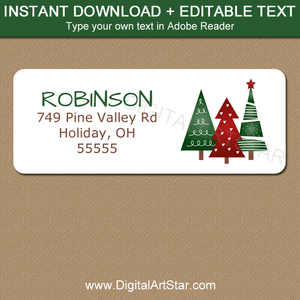 3 Christmas Trees Printable Return Address Labels