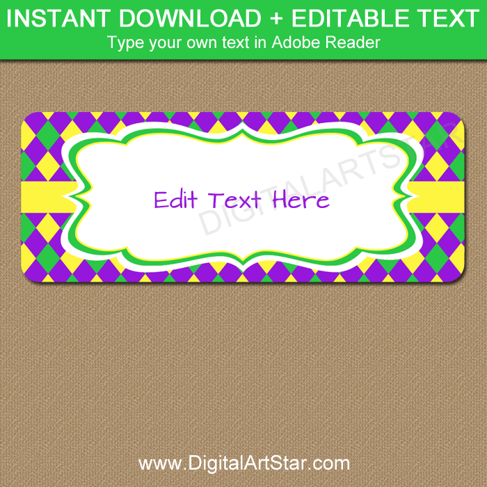 Editable Address Labels for Mardi Gras Digital Art Star