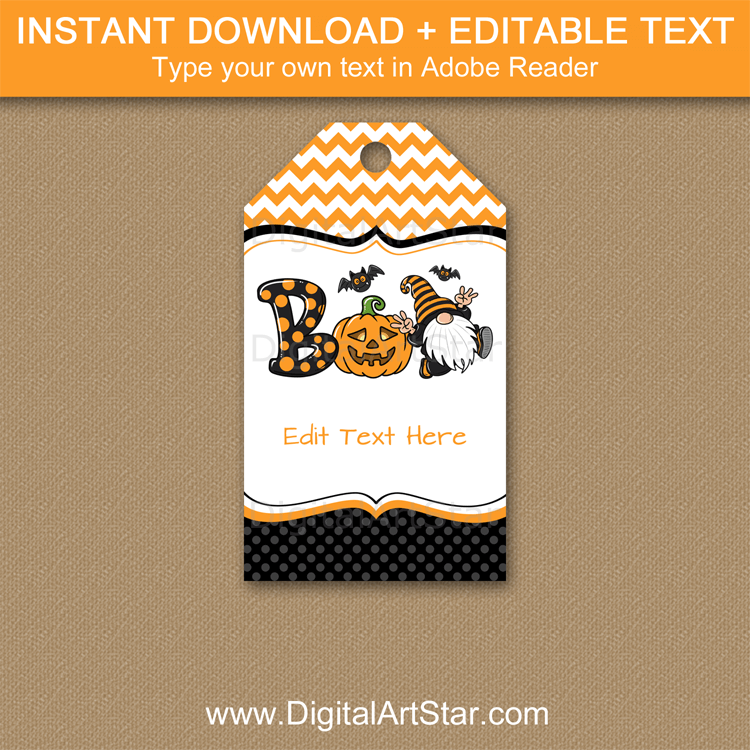 Printable Gnome Tags for Halloween Treat Bags