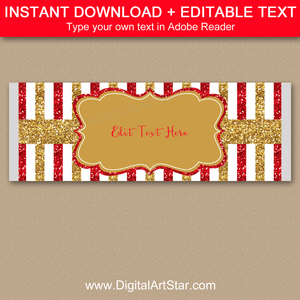 Editable Candy Bar Wrapper Template Red Gold White