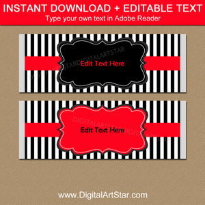 Editable Candy Bar Wrappers Red Black White
