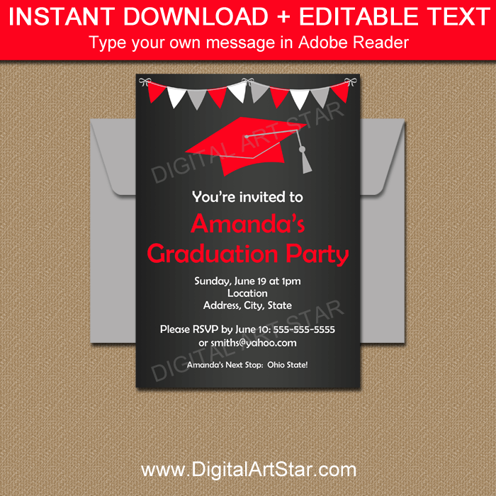 Editable Chalkboard Graduation Party Invitation Template