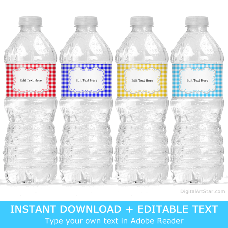 Watercolor Spots Water Bottle Label Template Printable 