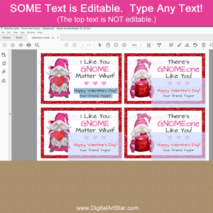 Editable Gnome Valentines for Kids at School