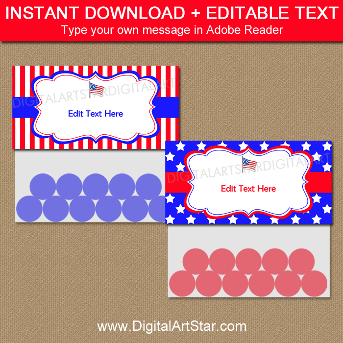 Editable 4th of July Treat Bag Toppers