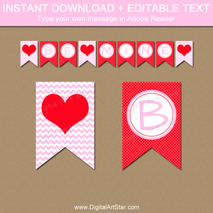 Pink and Red Valentines Day Banner - Editable Banner