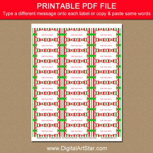 Editable Christmas Address Label Template with Red and Green Stripes