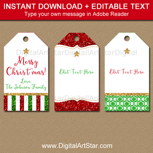 Christmas Tag Template with Editable Text