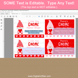 Editable Gnome Valentines Day Cards for School