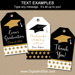 Black and Gold Graduation Gift Tags