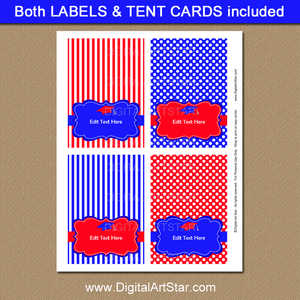 Red and Blue Graduation Tent Cards