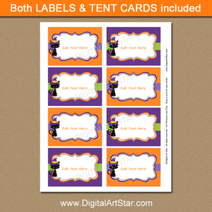 Printable Halloween Labels in Orange and Purple