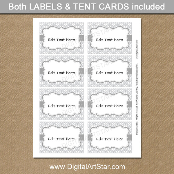 Silver Printable Place Cards | Digital Art Star