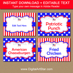 Editable Labels for 4th of July Party