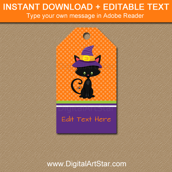 Cute Halloween Party Favor Tags Template