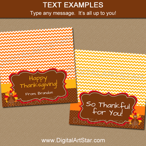 Editable Thanksgiving Party Favor Bag Toppers
